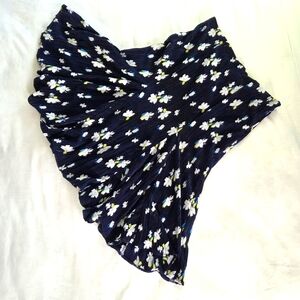 Simply Styled Micro-pleat Elastic Waist Navy White Trumpet Midi Y2K Skirt‎ L